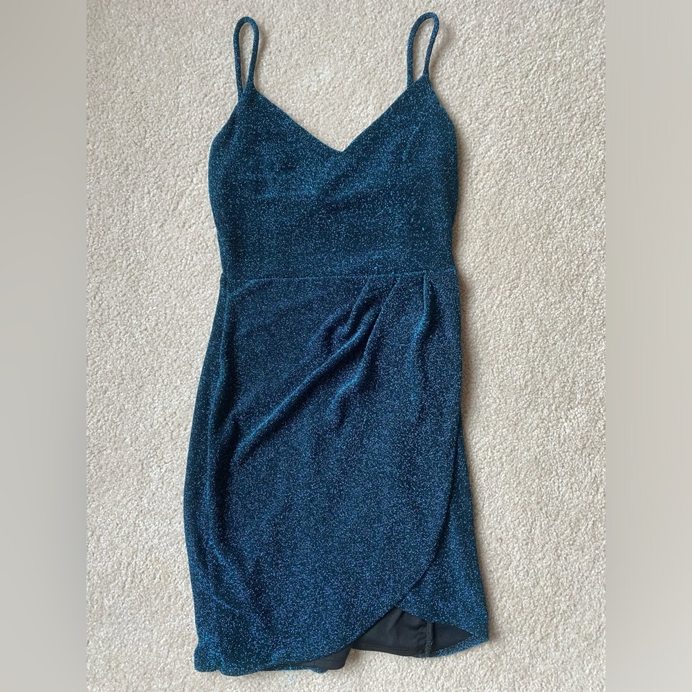 Lulus Teal Sparkly Homecoming Dress